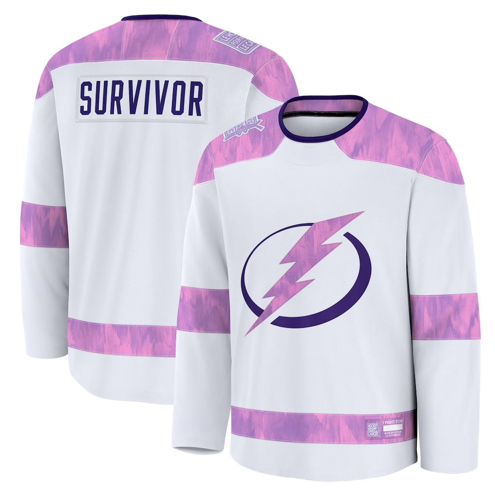 Vanessashop TB.Lightning White Hockey Fights Cancer Survivor Practice Jerseys