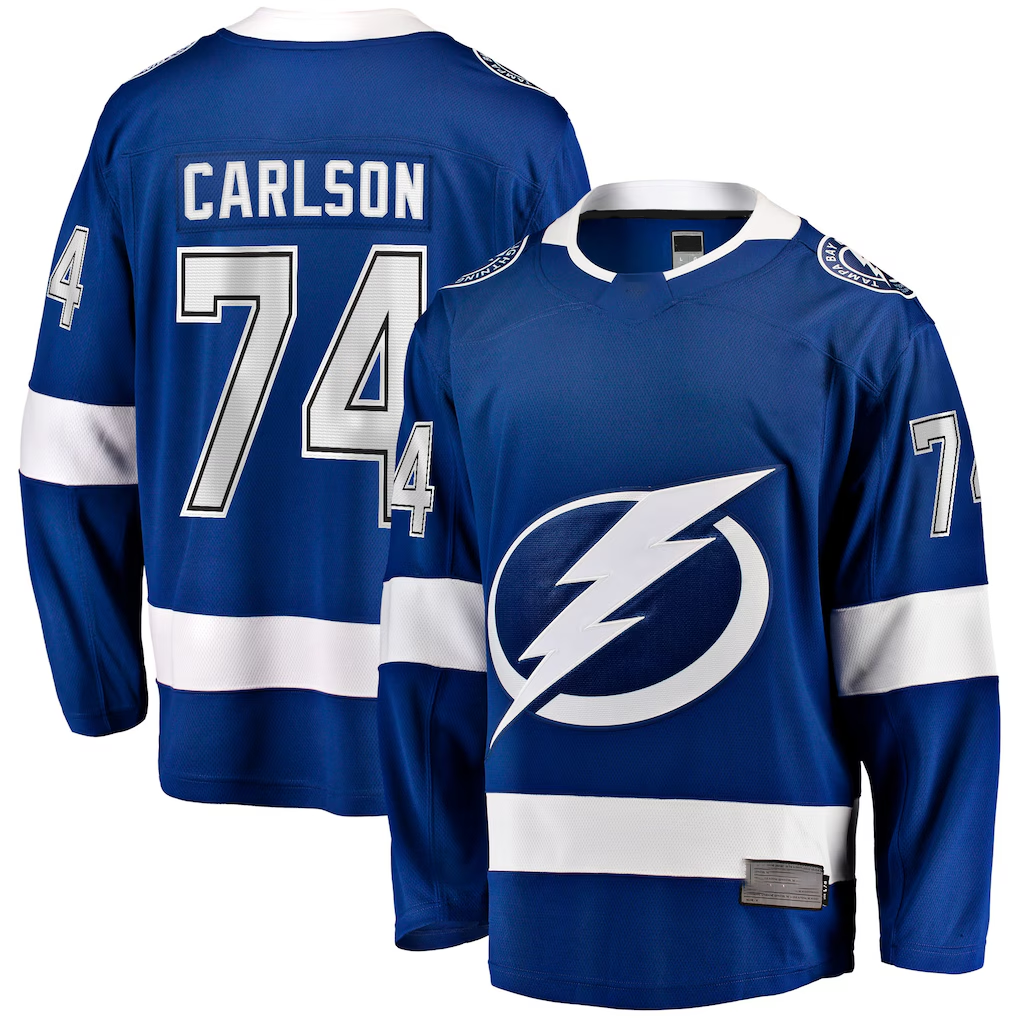Vanessashop TB.Lightning #74 John Carlson Blue Home Breakaway Jerseys