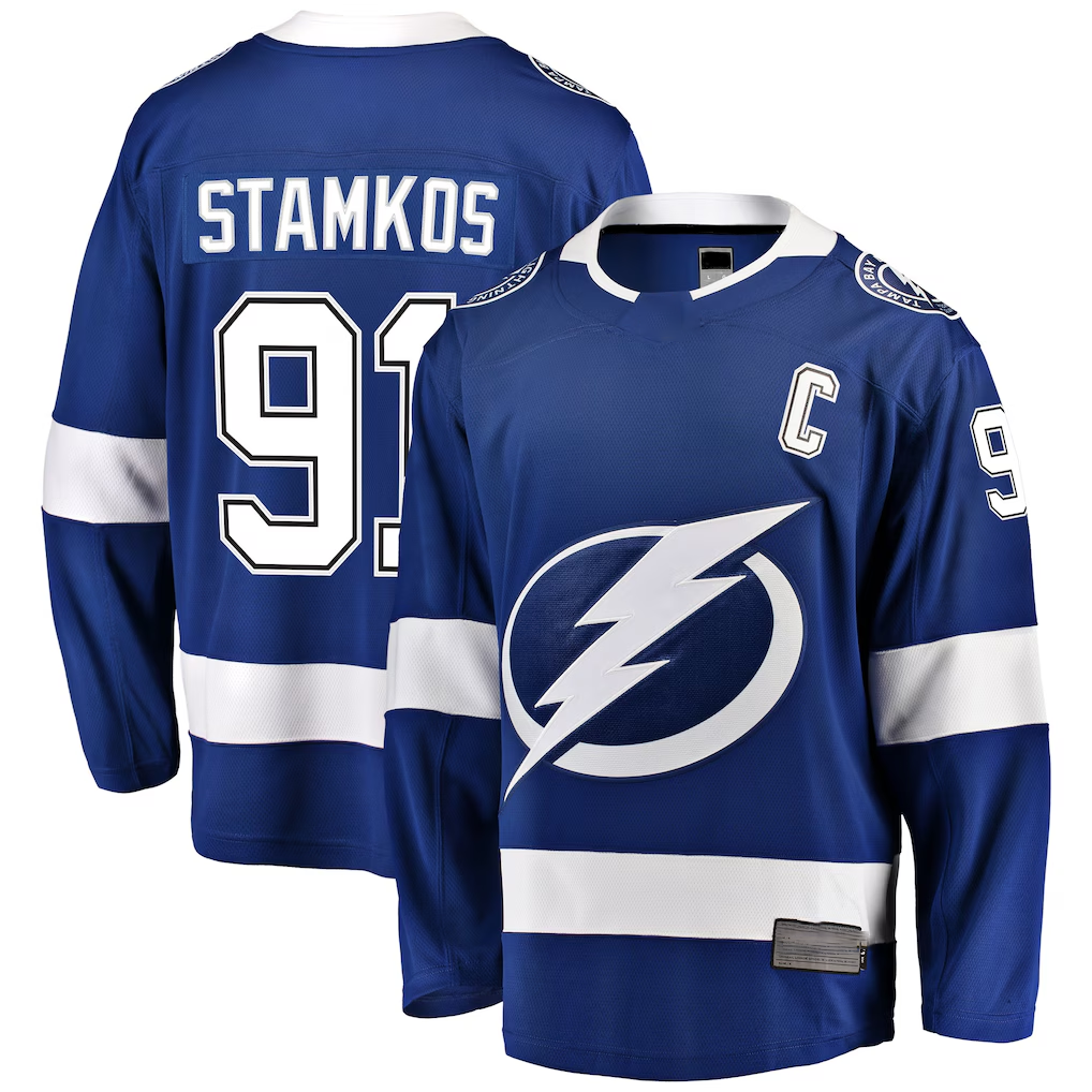 Vanessashop TB.Lightning #91 Steven Stamkos Blue Breakaway Player Jerseys