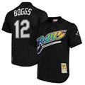 Vanessashop TB.Rays #12 Wade Boggs Player Black Mitchell & Ness Cooperstown Replica Stitched Jerseys
