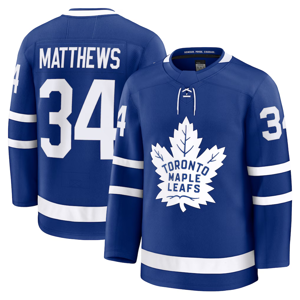 Vanessashop TM.Leafs #34 Auston Matthews Blue Home Premium Jerseys