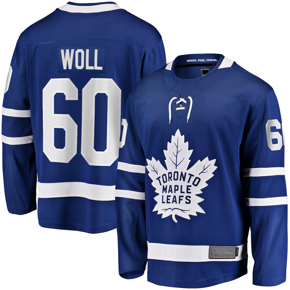 Vanessashop TM.Leafs #60 Joseph Woll Blue Home Premier Breakaway Player Jerseys
