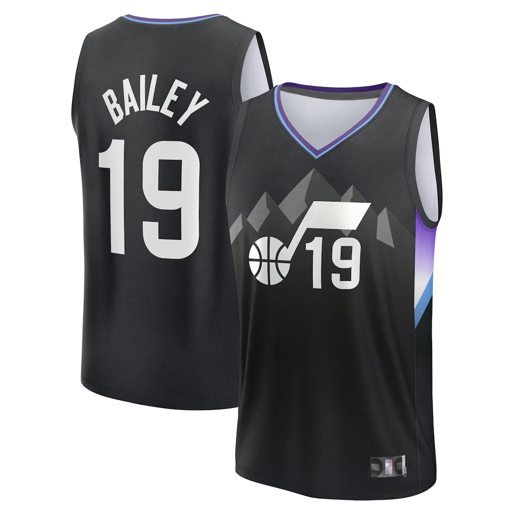 Vanessashop U.Jazz #19 Ace Bailey Fanatics Black 2025 Draft First Round Pick Fast Break Replica Jerseys - Statement Edition