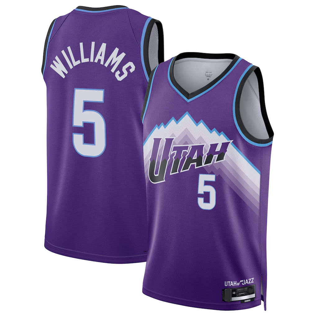Vanessashop U.Jazz #5 Cody Williams Purple Swingman Jerseys - Icon Edition