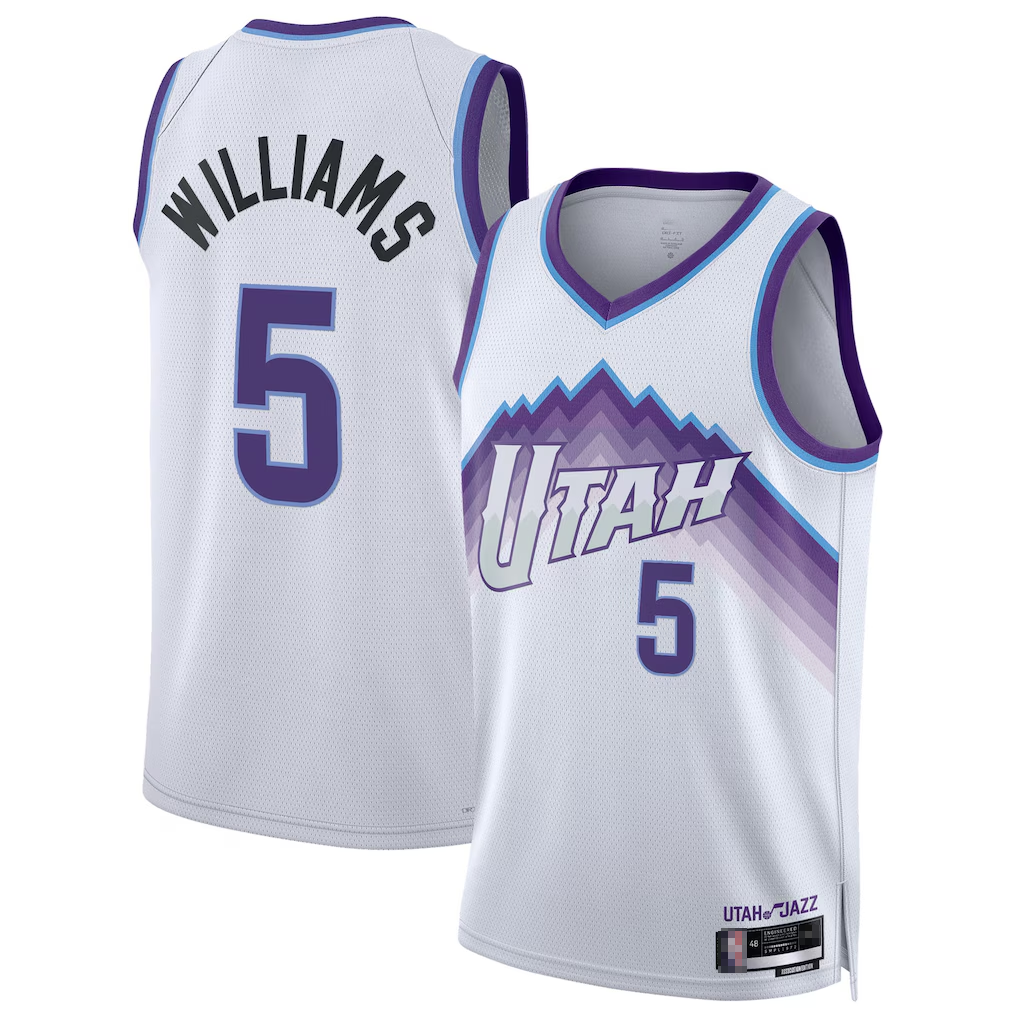 Vanessashop U.Jazz #5 Cody Williams White Swingman Jerseys - Association Edition