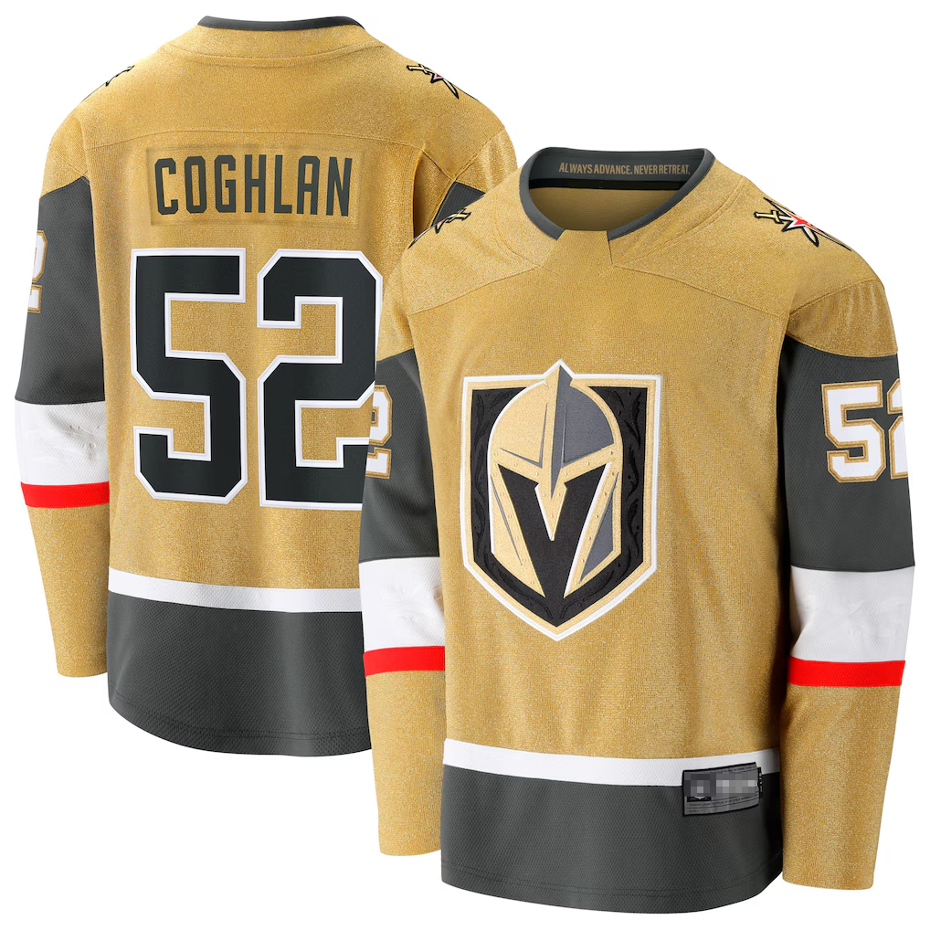 Vanessashop VG.Knights #52 Dylan Coghlan Gold Home Breakaway Jerseys
