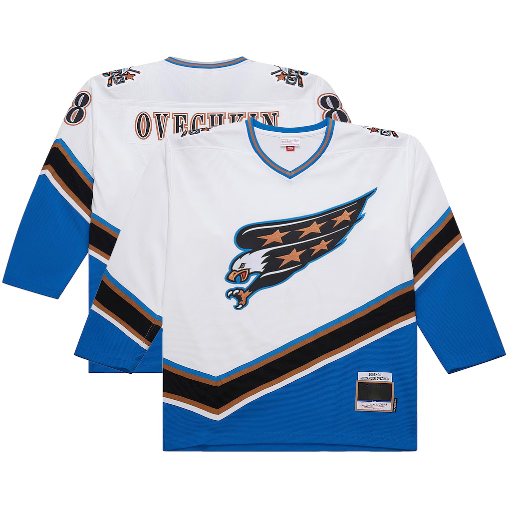Vanessashop W.Capitals Alexander Ovechkin Mitchell & Ness White Big & Tall 200506 Power Play Jerseys