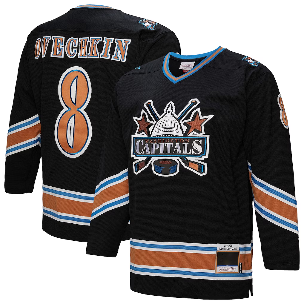 Vanessashop W.Capitals #8 Alexander Ovechkin Mitchell & Ness Black 2005-06 Power Play Jerseys