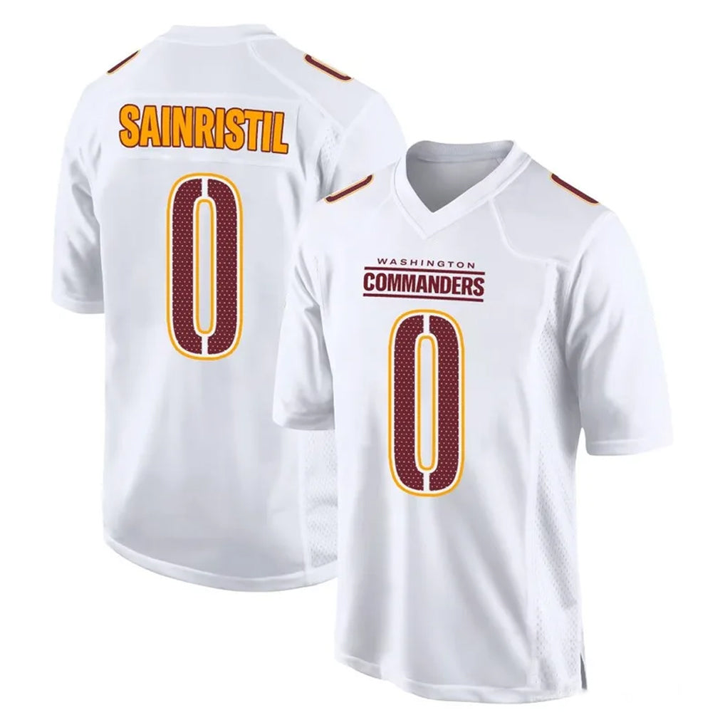 Vanessashop W.Commanders #0 Mike Sainristil Player White Tundra Fashion Home Game Stitched Jerseys