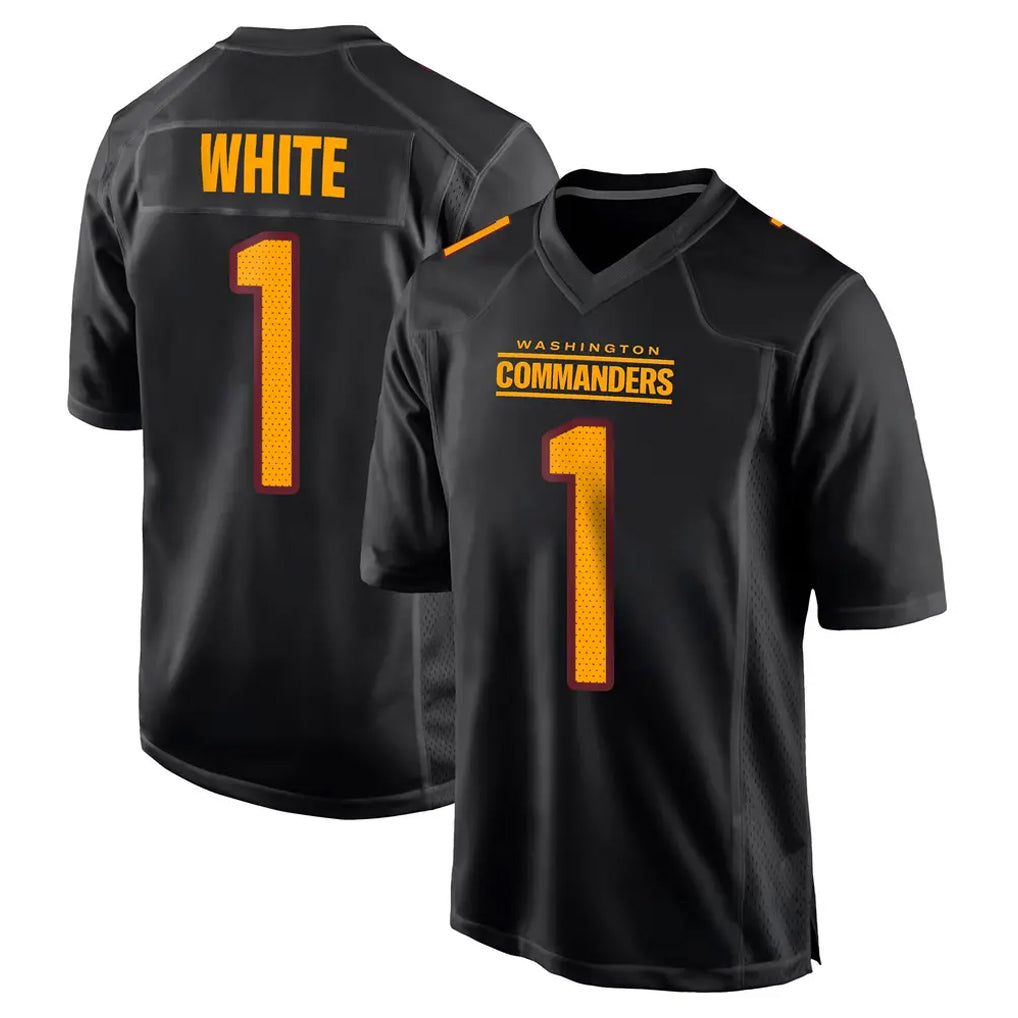 Vanessashop W.Commanders #1 Rachaad White Player Black Carbon Fashion Home Game Stitched Jerseys