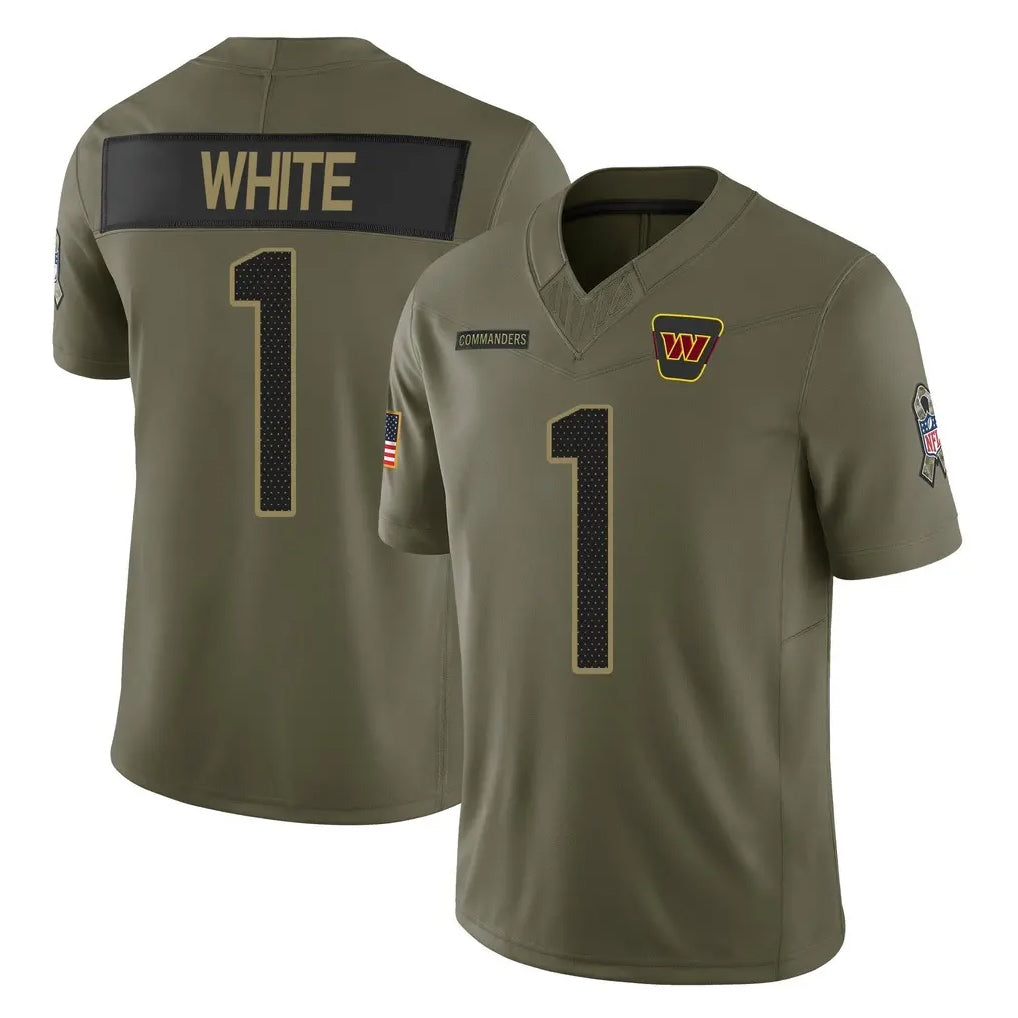 Vanessashop W.Commanders #1 Rachaad White Player Olive 2025 Salute To Service Limited Home Game Stitched Jerseys