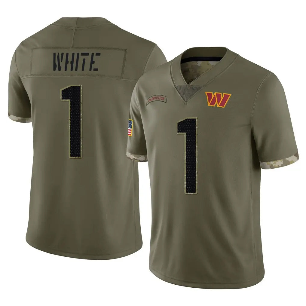 Vanessashop W.Commanders #1 Rachaad White Player Olive Salute To Service Limited Home Game Stitched Jerseys