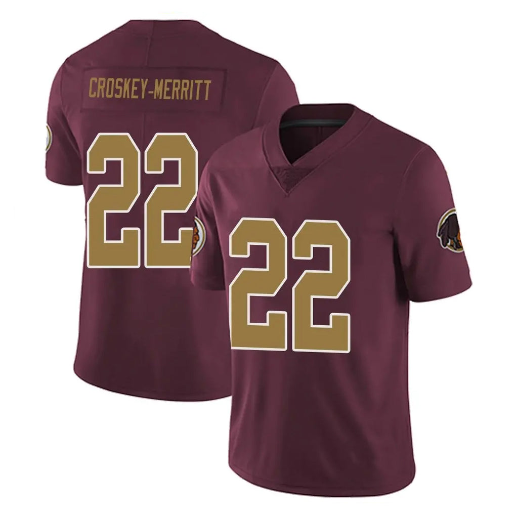 Vanessashop W.Commanders #22 Jacory Croskey-Merritt Player Burgundy Alternate Vapor Untouchable Home Game Stitched Jerseys