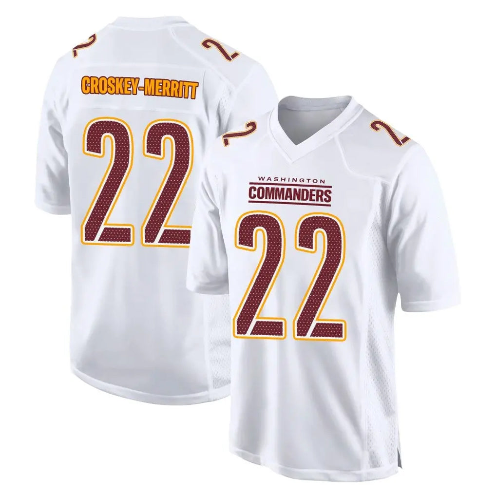 Vanessashop W.Commanders #22 Jacory Croskey-Merritt Player White Tundra Fashion Home Game Stitched Jerseys