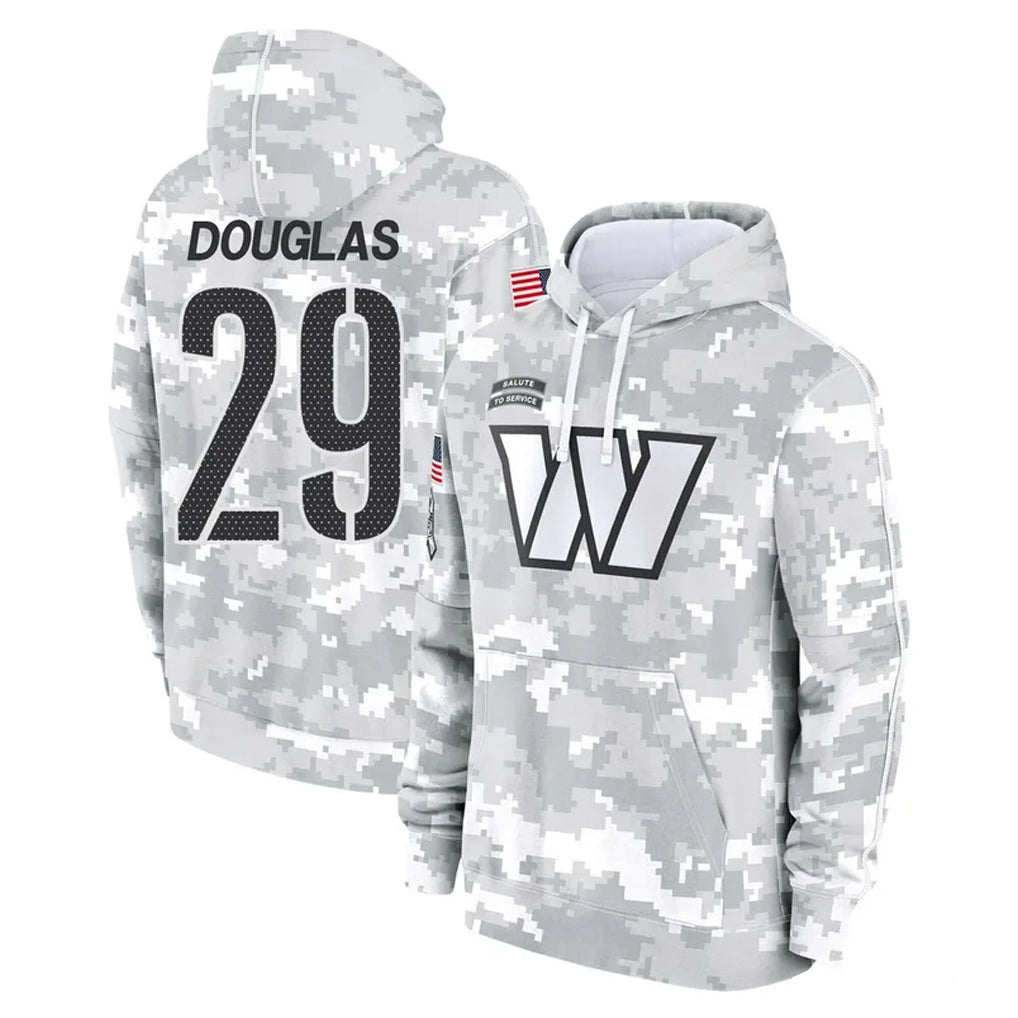 Vanessashop W.Commanders #29 Rasul Douglas Player Arctic Camo Limited Salute to Service Pullover Hoodies Game Stitched Jerseys