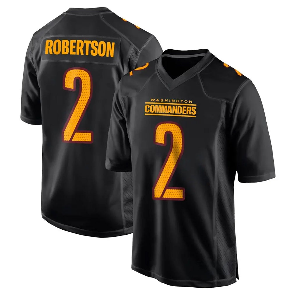 Vanessashop W.Commanders #2 Amik Robertson Player Black Carbon Fashion Home Game Stitched Jerseys