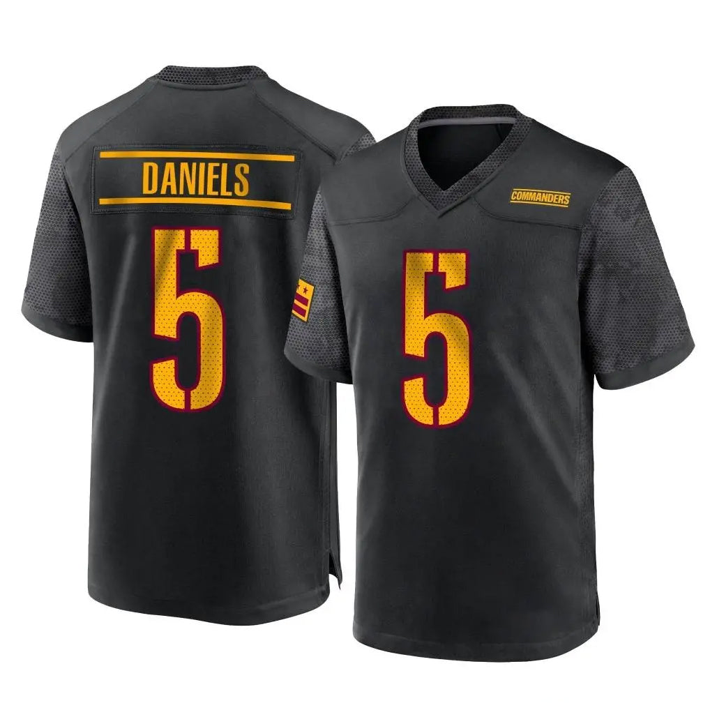 Vanessashop W.Commanders #5 Jayden Daniels Player Black Home Game Stitched Jerseys