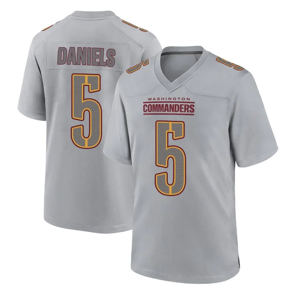 Vanessashop W.Commanders #5 Jayden Daniels Player Gray Atmosphere Fashion Home Game Stitched Jerseys