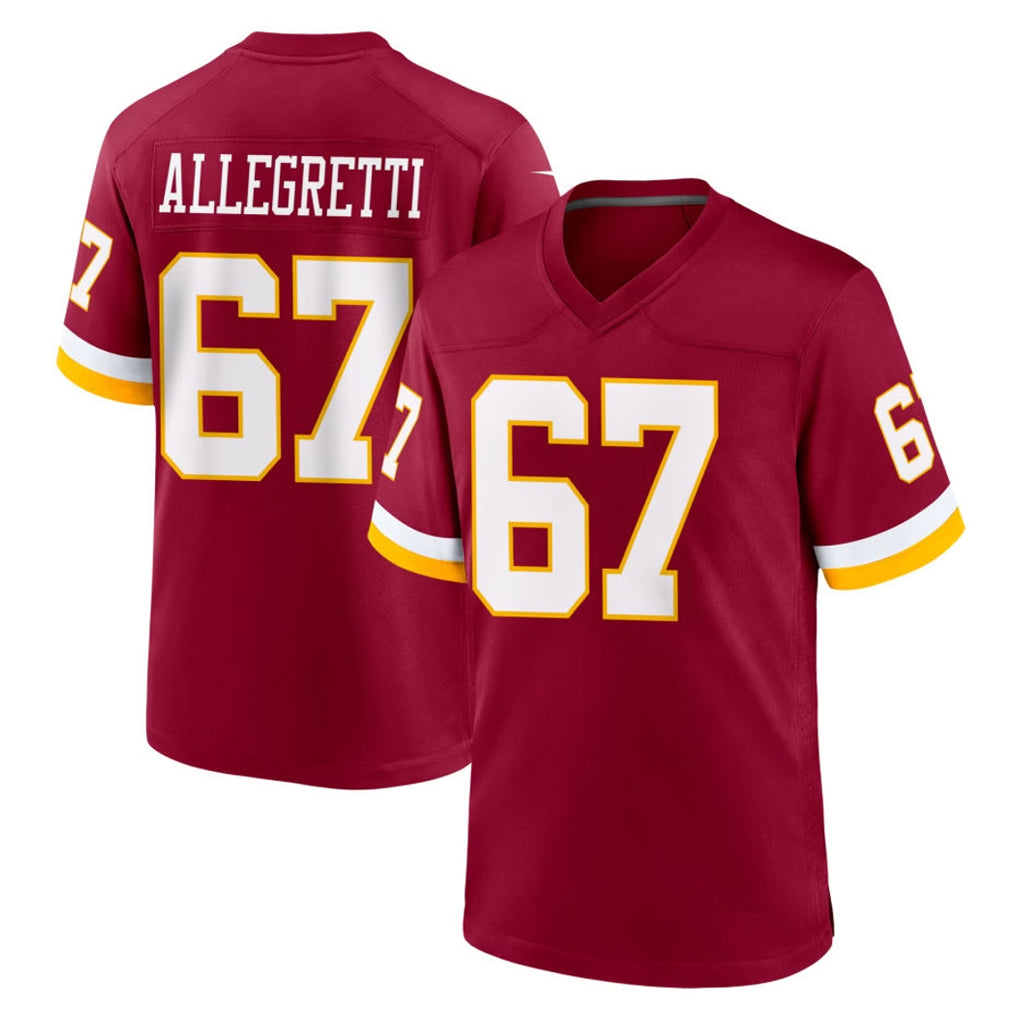 Vanessashop W.Commanders #67 Nick Allegretti Player Burgundy Game Home Stitched Jerseys