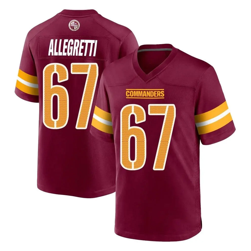 Vanessashop W.Commanders #67 Nick Allegretti Player Burgundy Home Game Stitched Jerseys
