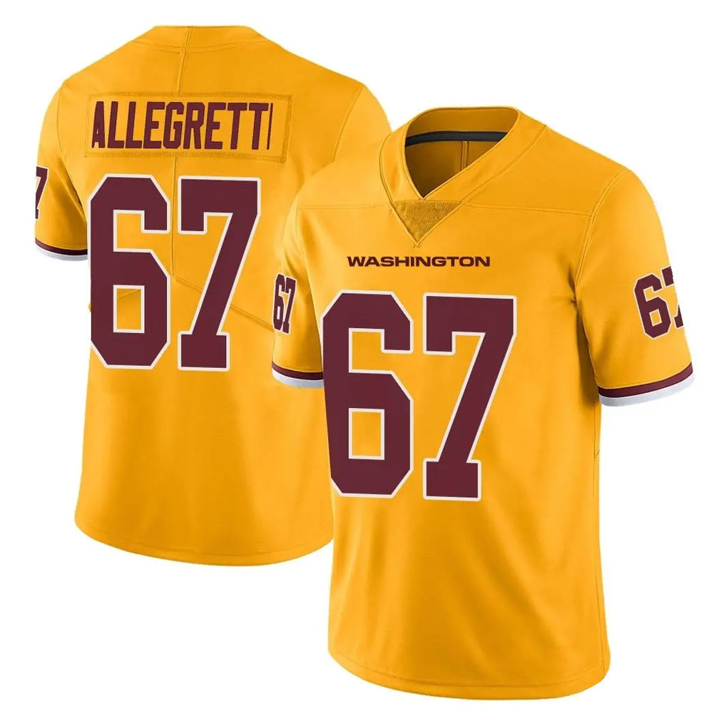 Vanessashop W.Commanders #67 Nick Allegretti Player Gold Limited Color Rush Home Game Stitched Jerseys