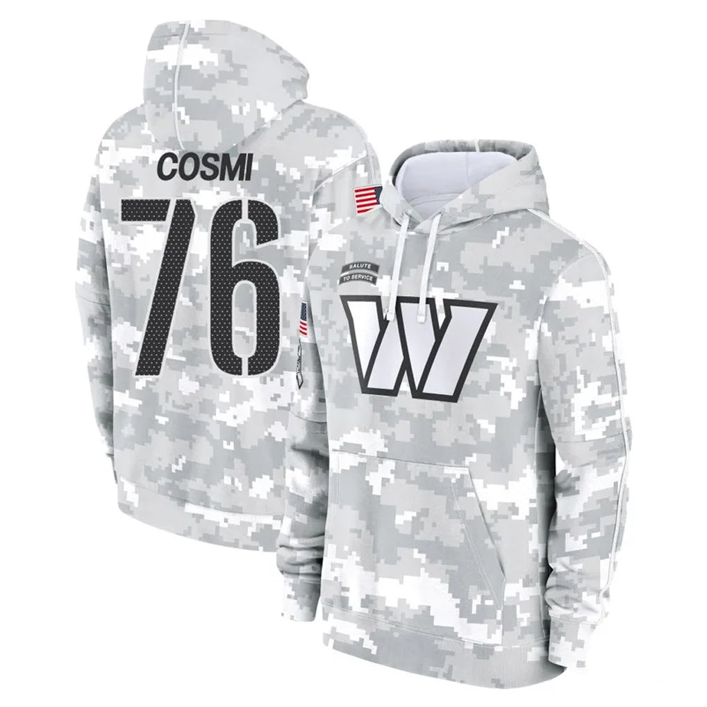 Vanessashop W.Commanders #76 Sam Cosmi Player Arctic Camo Limited Salute to Service Pullover Hoodies Game Stitched Jerseys