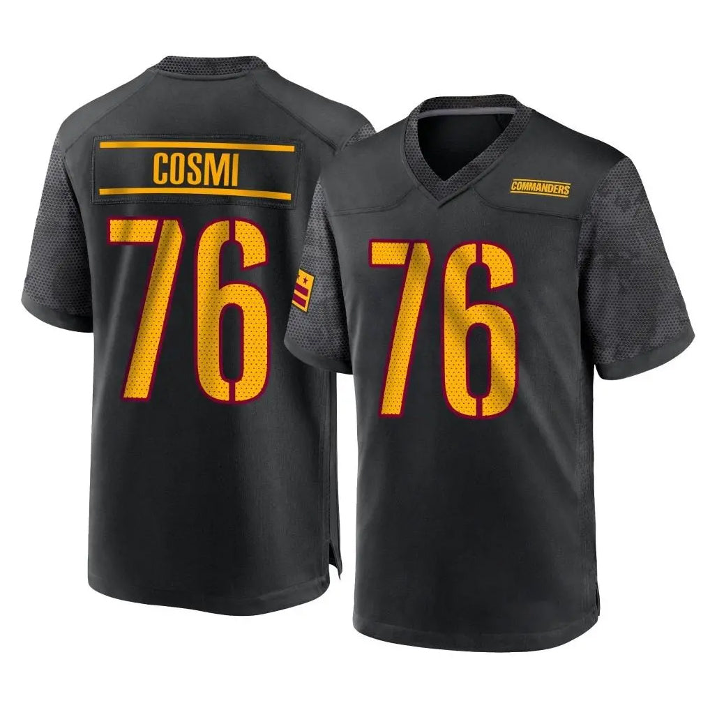 Vanessashop W.Commanders #76 Sam Cosmi Player Black Home Game Stitched Jerseys