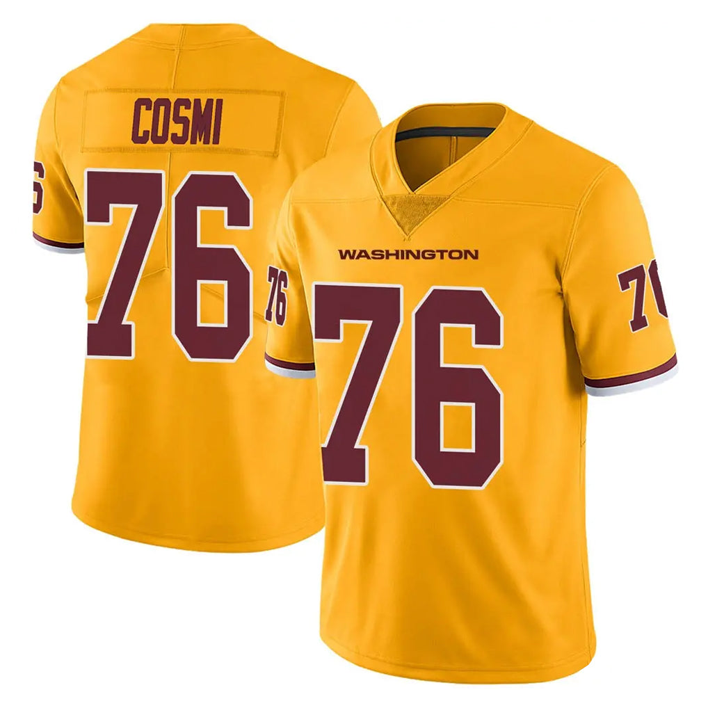 Vanessashop W.Commanders #76 Sam Cosmi Player Gold Limited Color Rush Home Game Stitched Jerseys