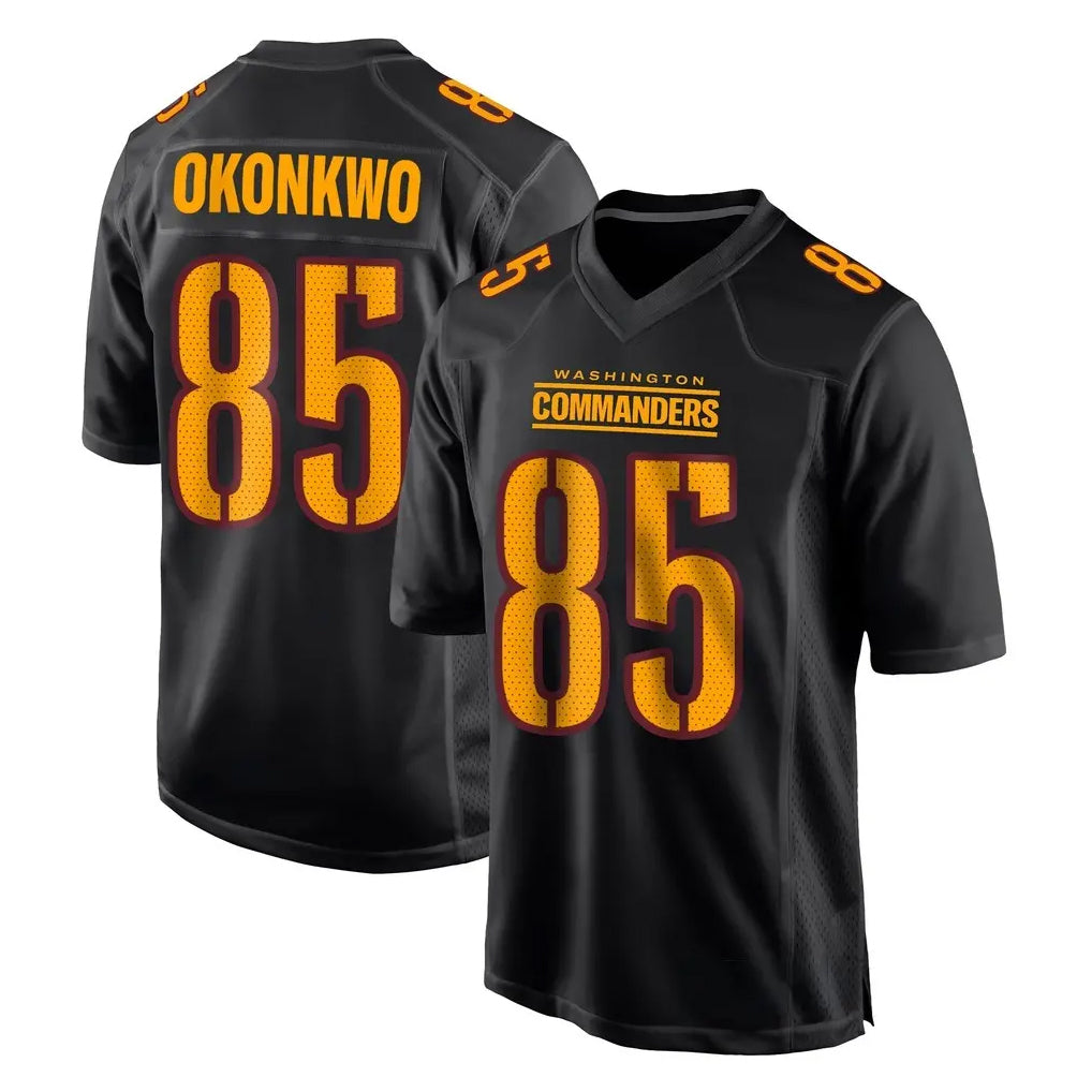 Vanessashop W.Commanders #85 Chig Okonkwo Player Black Carbon Fashion Home Game Stitched Jerseys