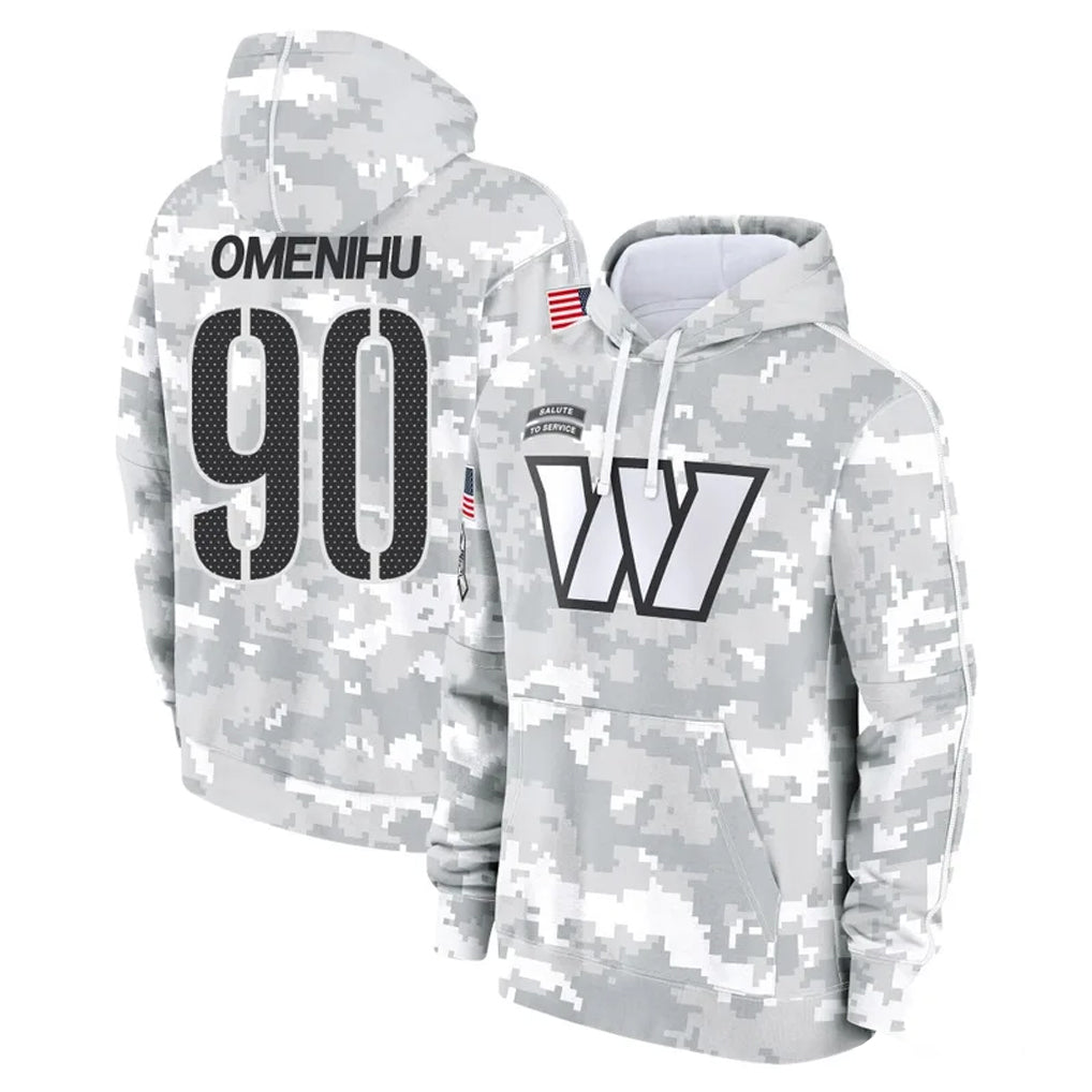 Vanessashop W.Commanders #90 Charles Omenihu Player Arctic Camo Limited Salute to Service Pullover Hoodies Game Stitched Jerseys