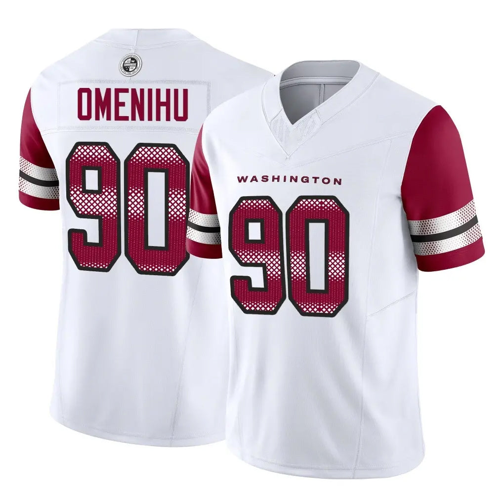Vanessashop W.Commanders #90 Charles Omenihu Player White Vapor F.U.S.E. Limited Home Game Stitched Jerseys