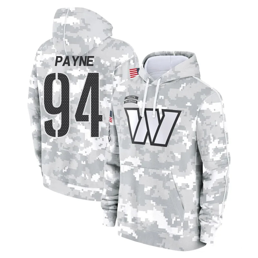 Vanessashop W.Commanders #94 Daron Payne Player Arctic Camo Limited Salute to Service Pullover Hoodies Game Stitched Jerseys