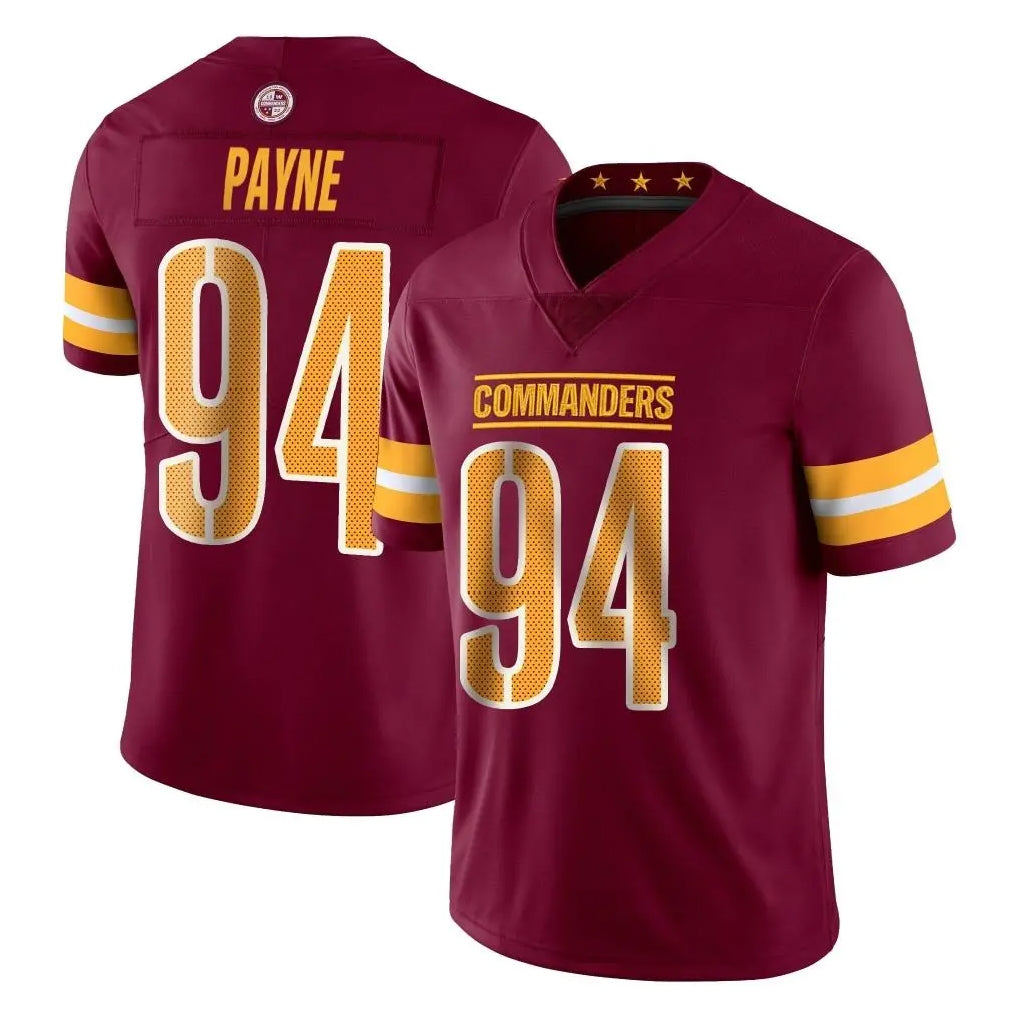 Vanessashop W.Commanders #94 Daron Payne Player Burgundy Limited Vapor Home Game Stitched Jerseys