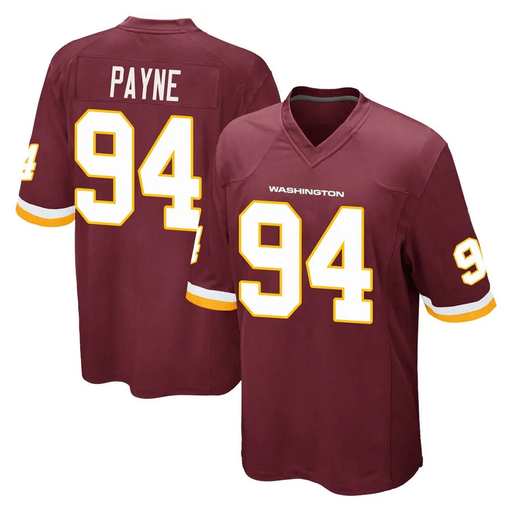 Vanessashop W.Commanders #94 Daron Payne Player Burgundy Team Color Home Game Stitched Jerseys