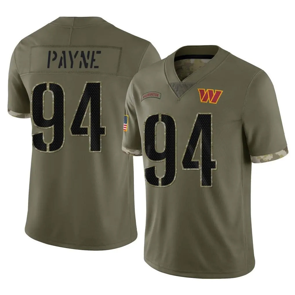 Vanessashop W.Commanders #94 Daron Payne Player Olive Salute To Service Limited Home Game Stitched Jerseys