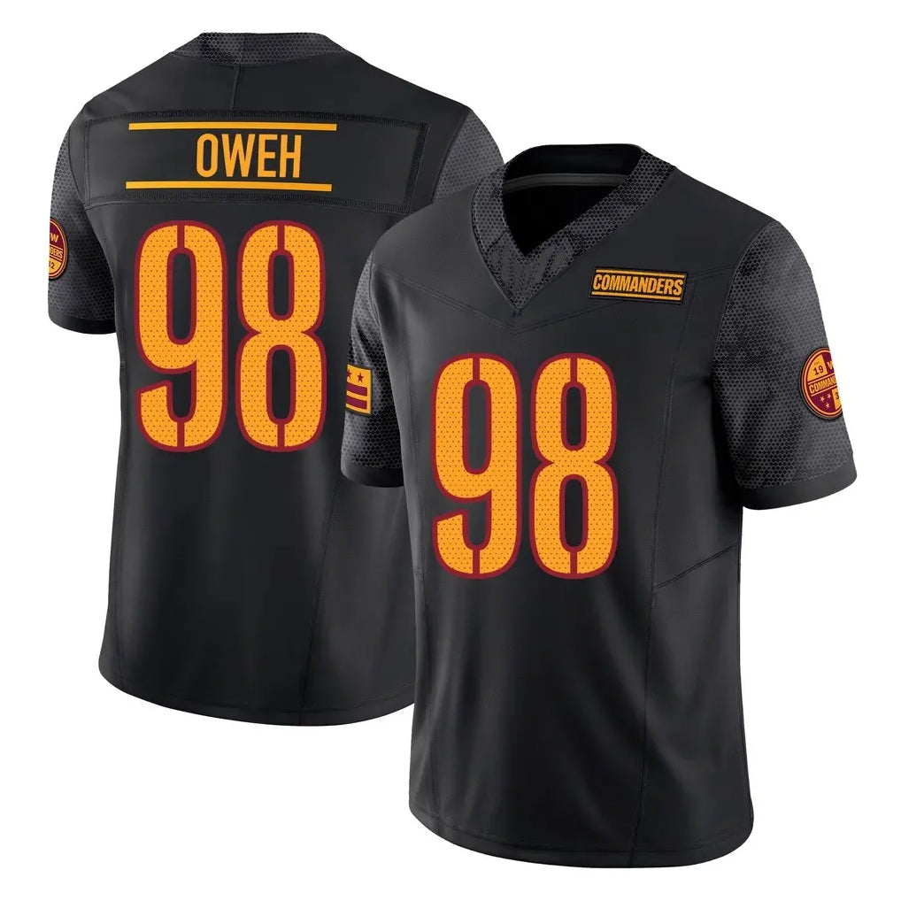 Vanessashop W.Commanders #98 Odafe Oweh Player Black Limited Vapor F.U.S.E. Home Game Stitched Jerseys
