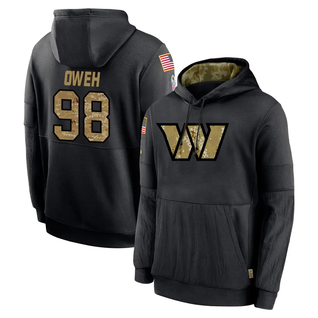Vanessashop W.Commanders #98 Odafe Oweh Player Black Salute to Service Performance Pullover Hoodies Home Game Stitched Jerseys