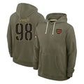 Vanessashop W.Commanders #98 Odafe Oweh Player Olive Salute to Service Pullover Hoodies Limited Home Stitched Jerseys
