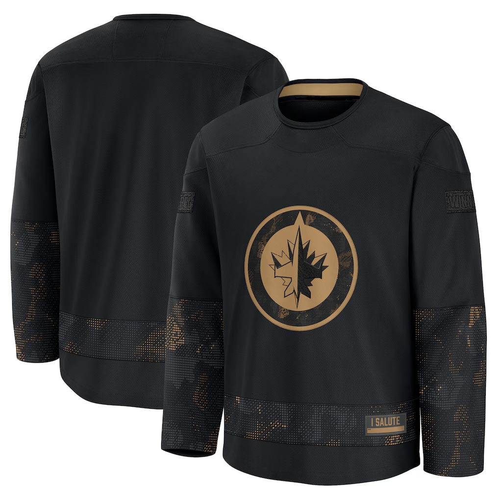 Vanessashop W.Jets Black 2024 Military Appreciation Practice Jerseys