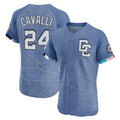 Vanessashop W.Nationals #24 Cade Cavalli Player Blue City Connect Elite Limited Stitched Jerseys