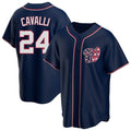 Vanessashop W.Nationals #24 Cade Cavalli Player Navy Blue Replica Game Stitched Jerseys