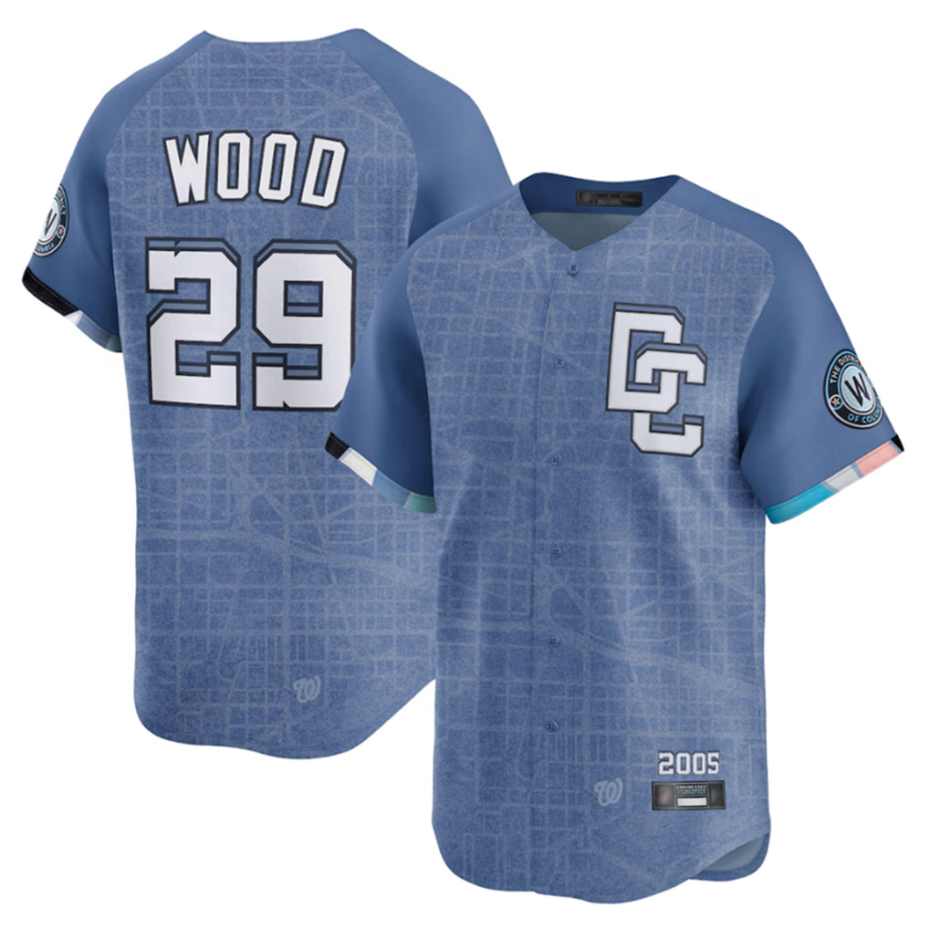 Vanessashop W.Nationals #29 James Wood Player Blue Limited City Connect Stitched Jerseys