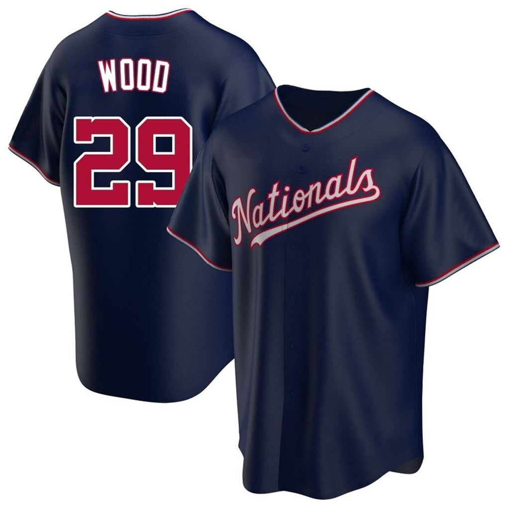 Vanessashop W.Nationals #29 James Wood Player Navy Blue Replica Game Stitched Jerseys