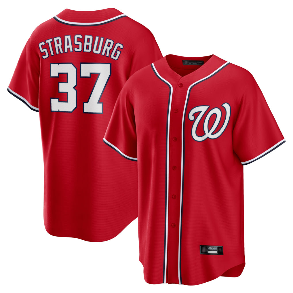 Vanessashop W.Nationals #37 Stephen Strasburg Player Red Alternate Replica Player Game Stitched Jerseys