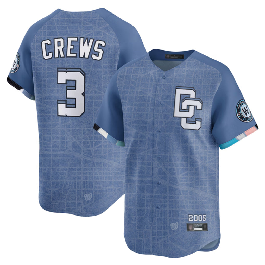Vanessashop W.Nationals #3 Dylan Crews Player Blue Limited City Connect Stitched Jerseys