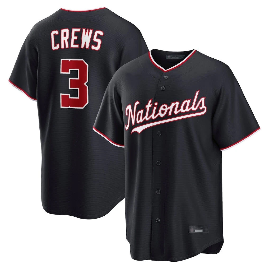 Vanessashop W.Nationals #3 Dylan Crews Player Navy Game Stitched Jerseys