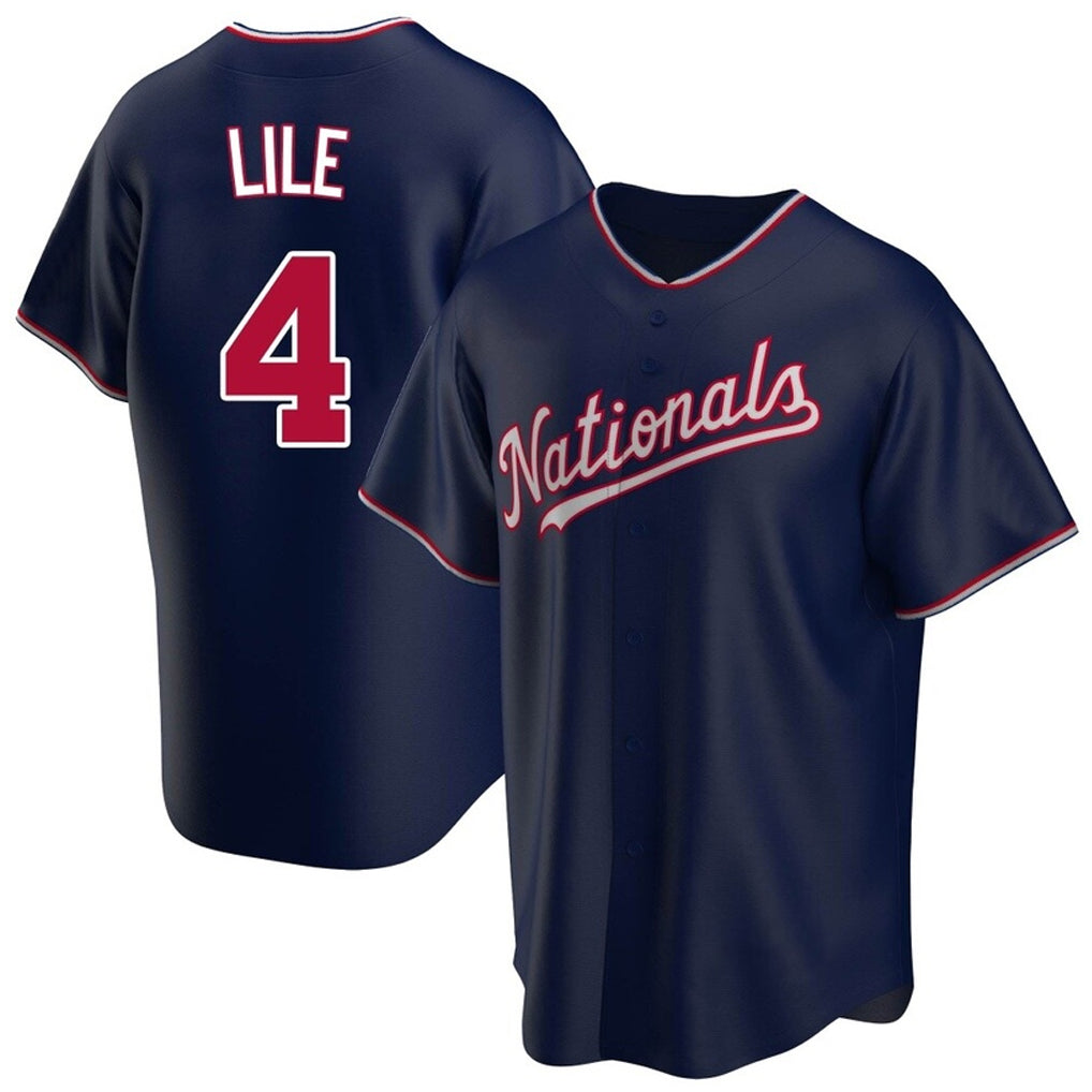 Vanessashop W.Nationals #4 Daylen Lile Player Navy Replica Game Stitched Jerseys