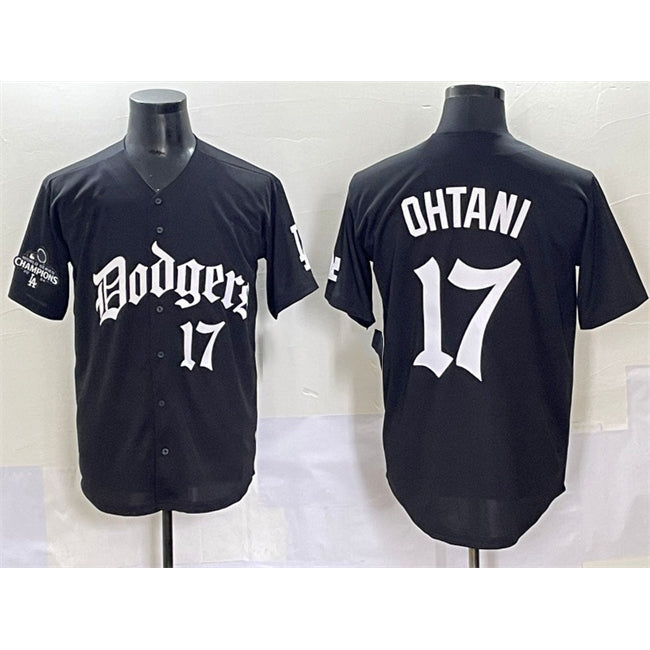 vanessashop Los Angeles Dodgers #17 Shohei Ohtani Black  2025 LA Gothic Style With 2024 World Series Champions Patch Vapor Premier Limited Stitched Jersey
