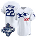 vanessashop Los Angeles Dodgers #22 Clayton Kershaw White  2025 Champions Stitched Jersey