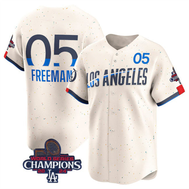 vanessashop Los Angeles Dodgers #5 Freddie Freeman Cream  2024 World Series Champions City Connect Limited Stitched Jersey